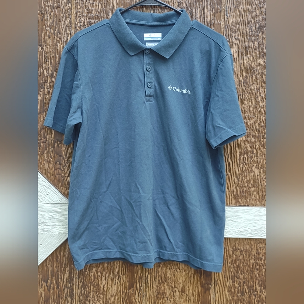 Columbia Active Fit Blue Gray Polo Shirt Mens M